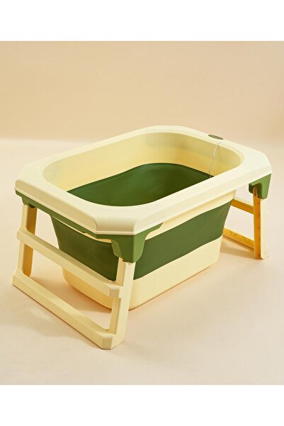 Fab N Funky Foldable Baby Bath Tub, Durable Construction, with Drain Plug, 0 Months+, 84 x 59 x 46cm- Orange