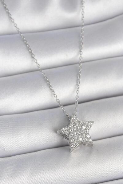 REBORN DESIGN 316L Steel Silver Color Chain Zircon Stone Star Model Women's Necklace