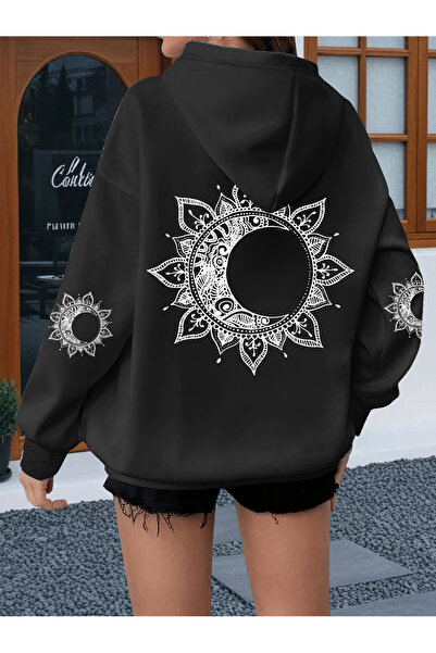 GALASHOP Women's Moon Sun 100% Cotton Hoodie