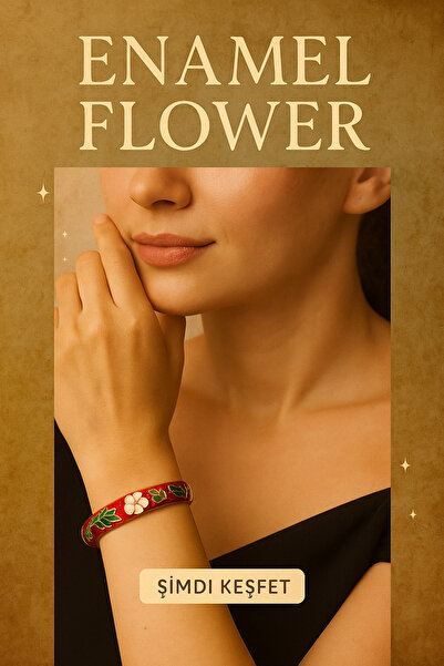 Enjoy Kırmızı Mine Çiçek Desenli Vintage Bileklik Bilezik Etnik ve Sanatsal Dokunuş