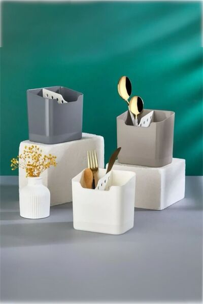 Bayev 1 Piece Samba Cream Spoon and Fork Organizer - Spoon Holder Cabinet Organizer