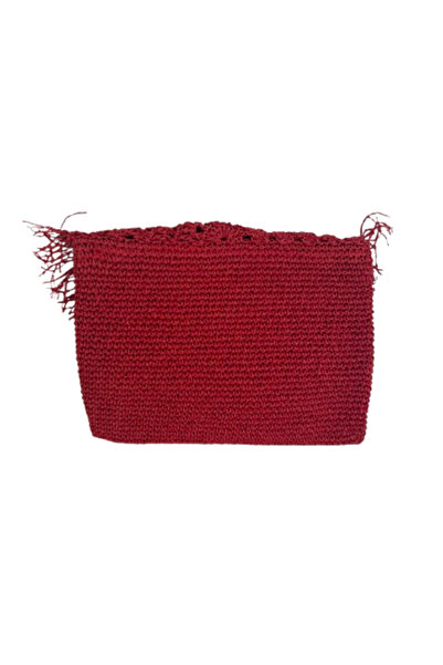 Weweus Women's Red Color Handmade Straw Bag