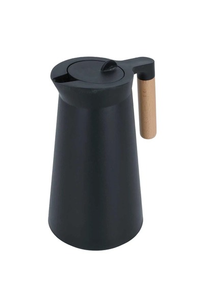 Linda Timeless Thermos, 1 liter, wooden handle, thermal glass inner shell- black