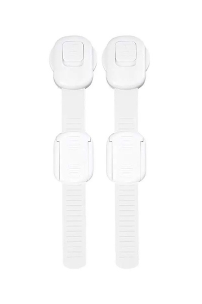 Fab N Funky Child Safety Cabinet Locks, Adjustable Strap, 0 Month+, 22 x 3.5 cm Each, White - 2 Pieces
