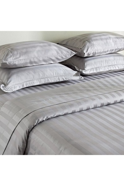 Generic Satin Stripe Pima Cotton Sateen 525 Thread Count 3-Piece King Duvet Cover Set - 220x230 cm