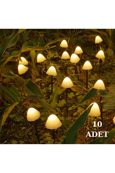 Unichrome 10'lu Saplamalı Mantar Bahçe Işığı Güneş Enerjili Mantar Bahçe Aydı...