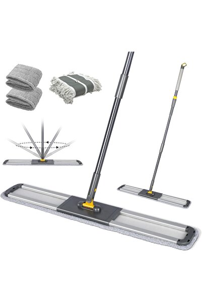 Masthome Mop din aluminiu, mop plat profesional mare cu mâner telescopic, mop profesional din bumbac