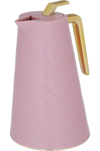 Glory ترمس، 1.5 لتر، وعاء داخلي زجاجي، غلاف خارجي بلاستيكي - وردي