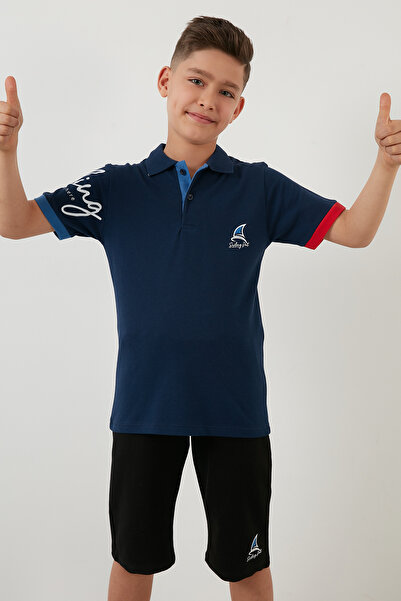 Lela Printed Elastic Waistband Polo Neck 100% Cotton 2-Piece Bottom-Top Suit Boy's Suit 59213423