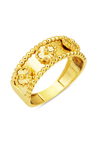 Bilezikci Yoncalı Taşsız Altın Yüzük 14 Ayar