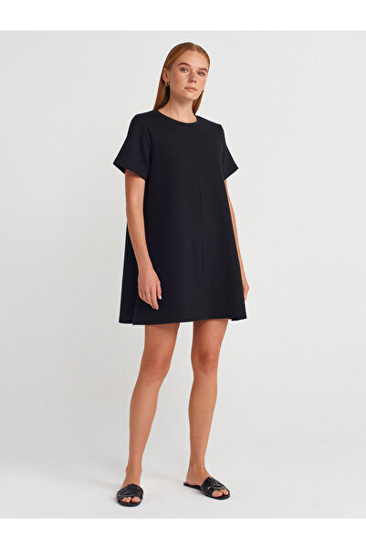 Dilvin 91523 Kısa Kollu Mini Elbise-Siyah