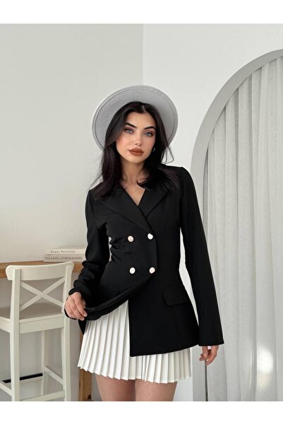 conconmoda Valeria Düğmeli Pile Detay Blazer Mini Elbise