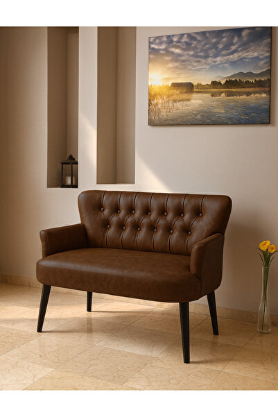 Azra Mobilya Modern Chester Tarzı Deri İkili Koltuk – Demonte Ayaklı, Lüks , ...