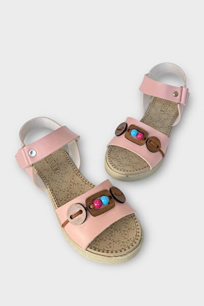 Liger Elastic Bead Detailed Casual Women's Sandals Pudra - Taba