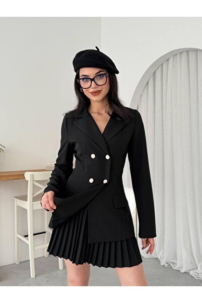 conconmoda Kadın Tasarım Düğme Detay Manşet Kol Midi Elbise