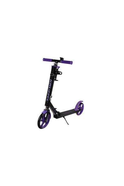 KRUZZEL Folding scooter for children, adjustable handlebar, 20 cm wheels, aluminum frame, black/purple