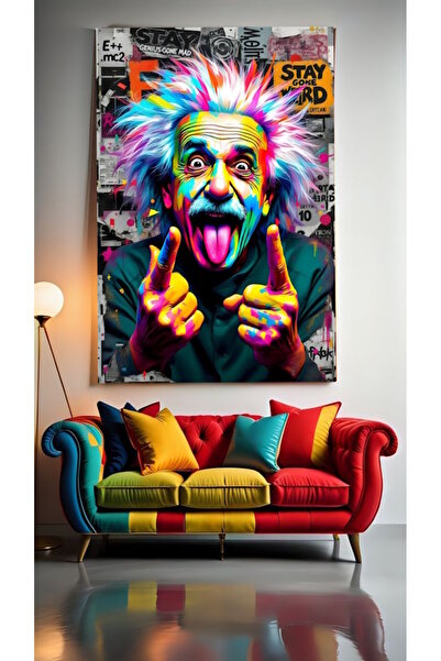özkacar ARTĂ ABSTRACTĂ MODERNĂ Albert Einstein II Tablou pe pânză pentru deco...