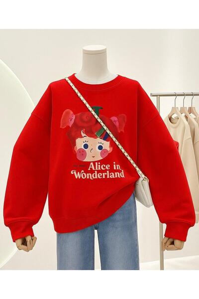 BENROMA سترة رياضية للجنسين مطبوعة بـ 3 خيوط من القطن الممشط بطبعة أليس في بل...