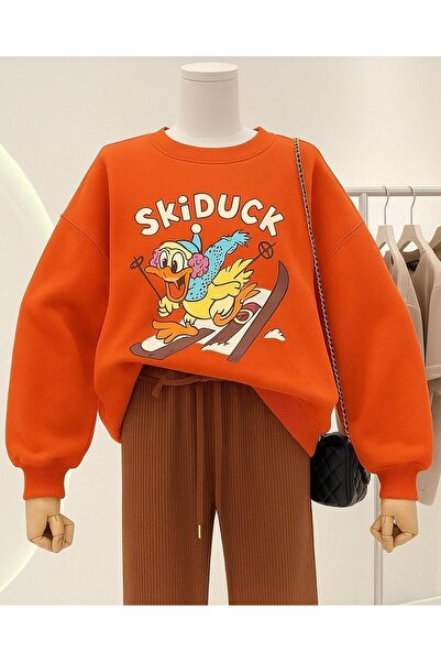 DM DOLCE MORE سترة رياضية مطبوعة من القطن الممشط بثلاثة خيوط للجنسين من سكي داك