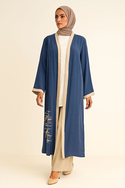 Gazella 42877 İÇİ BLUZ SIFIR KOL ÜST KİMONO YANKARIN YIRTMAÇLI BASKI DETAYYLI...