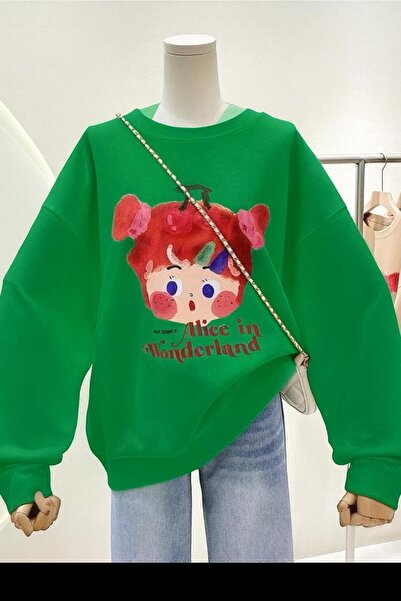 DM DOLCE MORE سترة رياضية للجنسين مطبوعة بـ 3 خيوط من القطن الممشط بطبعة أليس...