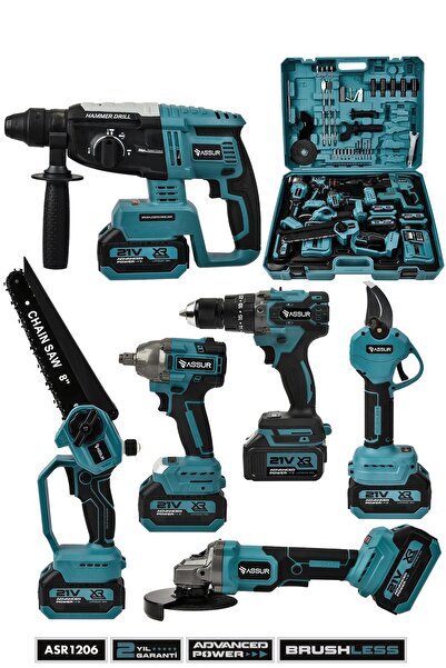 ASSUR 21V Darbeli Kömürsüz 6'lı Set K.D. Hilti-Taşlama-S.S. Sökme-Testere-Mak...