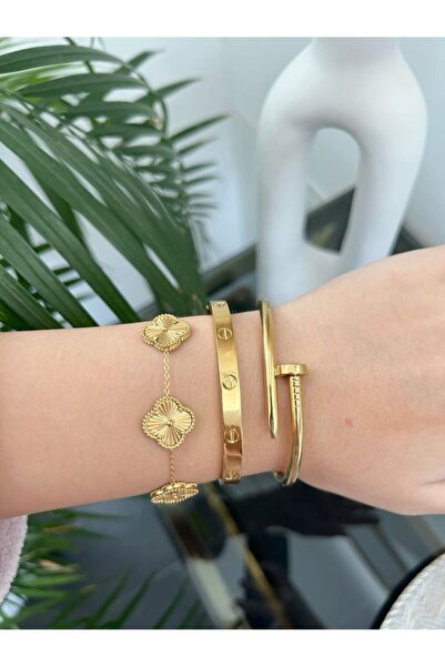 ismim bijuteri 3’lü Kombin Kararmaz Çelik  ve Bileklik Seti