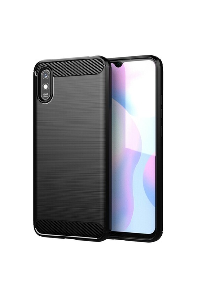 SKYDDAR INNOVATION Case for Xiaomi Redmi 9A / Redmi 9AT, Carbon Silicone, Slim Silicone, sticker set, Black