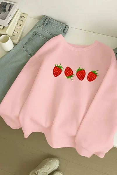 BENROMA Unisex Sweatshirt with Strawberry Print