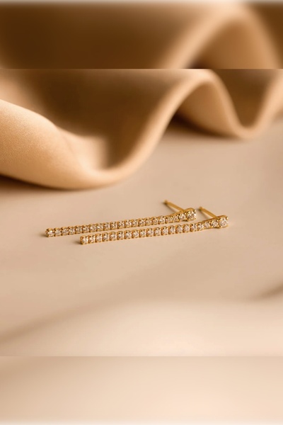 Alsem 14 Ayar Su Yolu Sallantılı Gold Küpe , Işıltılı 14 Ayar Gold Su Yolu Küpe , Düğün ve Nişan Takısı