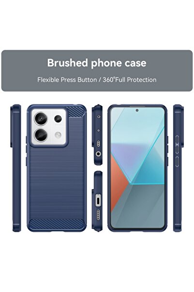 SKYDDAR INNOVATION Carcasă pentru Xiaomi Redmi Note 13 Pro 5G / Poco X6, silicon carbon, silicon subțire, set autocolante, albastru