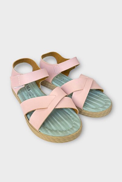 Liger Women's Velcro Cross Strap Sandals Pudra - Blue