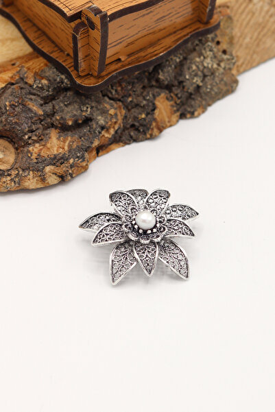 Midyat Nurtaş Gümüş Taşlı Lotus Model Telkari Gümüş Kadın Broş 201024509