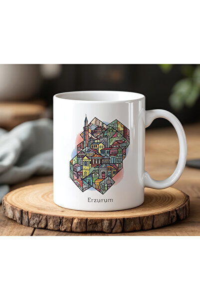BB TRADE Erzurum Designed White Ceramic Printed Mug 330ml