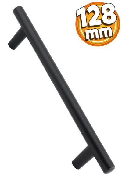 Badem10 Negru metalic înălțime 128 mm 12,8 cm Mâner pentru mobilă Mâner pentru dulap de bucătărie Mâner pentru sertar Mâner pentru dulap