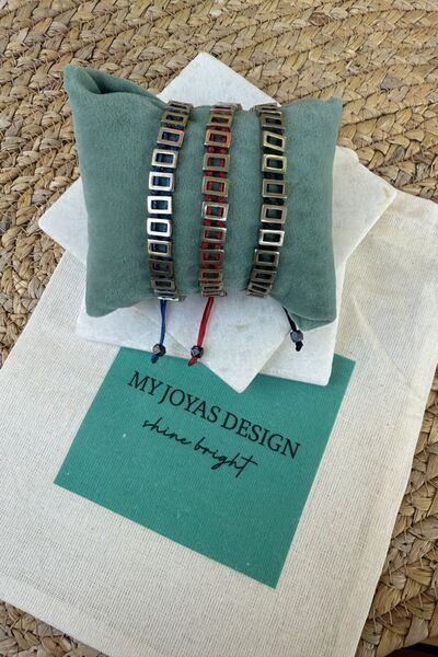 My Joyas Design White Bronze Rectangular Bracelet (Unisex)