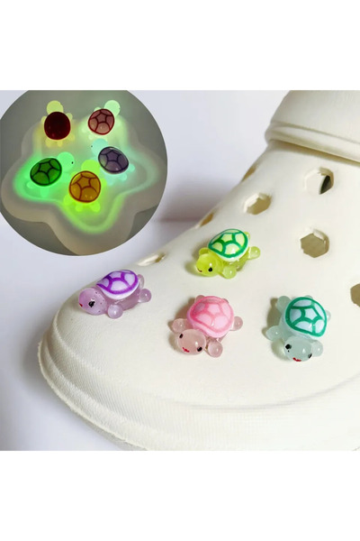 Choice 4pcs 4pcs Glow-In-The-Dark Cute 3D Turtle Detachable Shoe Charms Decorations, Luminous Clips For Bea
