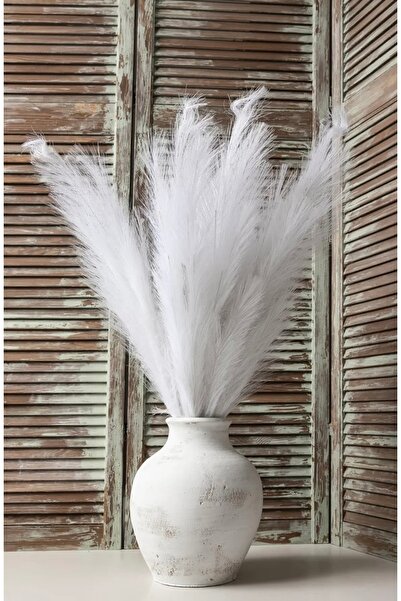 YASİMA 2’li Beyaz Tüylü Pampas 70 Cm Ev Dekor Vazo Süsü