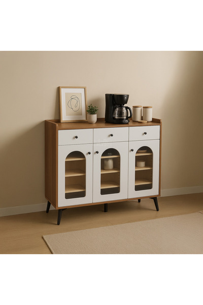 Ebticar Modern multi-purpose cabinet, ideal for placing the coffee machine, in brown, 100 cm