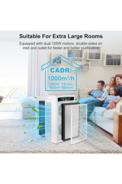 PINREK Air Purifier for Home & Office, Up to 500㎡, True HEPA, PM2.5 Sensor, App Control