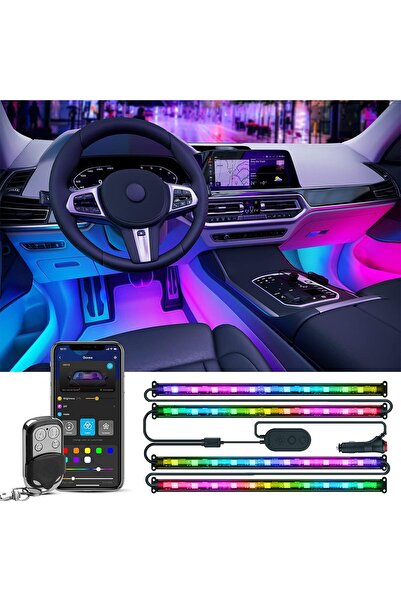 Govee Car Lights Smart RGBIC Interior LED Strip, App Control, DIY & Music Modes, 4x0.98ft, 2-Line, 7