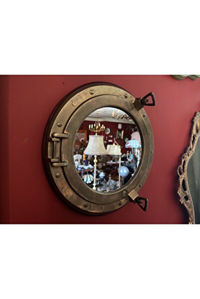 tayfuntufan antika koleksiyon Pirinç kamara penceresinden ayna 29 cm çapında