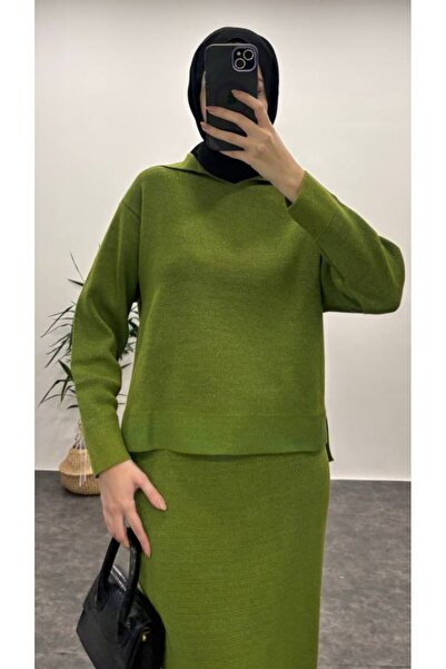 Suede Style 42002 - Şık Rahat Triko Etek Kazak Kadın Takım