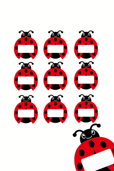 Probest DESIGN Uğur Böceği Şeklinde Çocuk İsim Etiketi – Defter, Kitap, Çanta İçin Renkli Kuşe Sticker