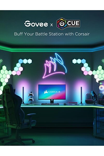 Govee Glide Hexa Panels Smart Hexagon LED Wall Lights Wi‑Fi RGBIC, 10-Pack