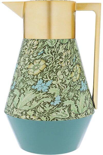 Everest Lydia ProThermos, 1 liter, wooded, golden handle, thermal glass inner shell - dark green