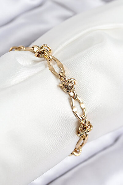 STİLLOVE سوار نسائي من الفولاذ 316L بتصميم سلسلة مقطعية باللون الذهبي