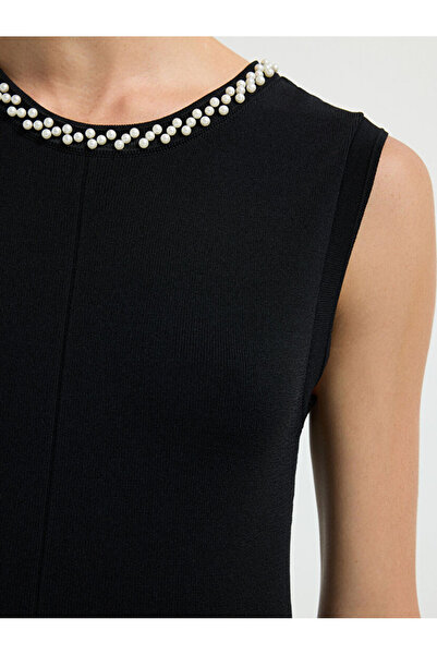 adL İnci Detaylı Triko Elbise