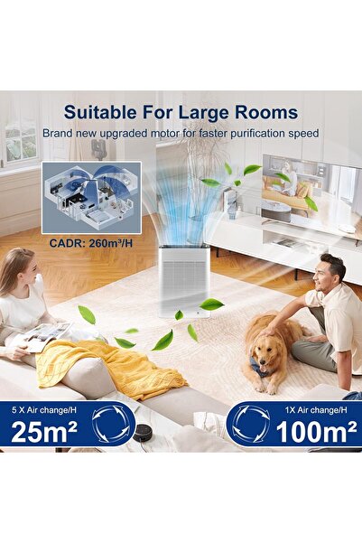 PINREK Air Purifier for Home Large Room and Office, Up to 100㎡, True HEPA