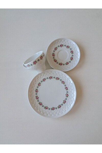 Hutschenreuther Arzberg Bavaria Honeycomb Waffle Three Piece Antique Porcelain German Tea Cup 150 ml